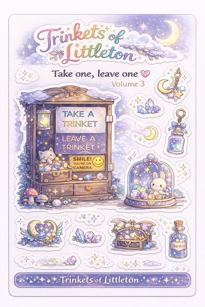 👉 Trinkets of Littleton Sticker Sheet – Volume 3 (Moonlight Collection)